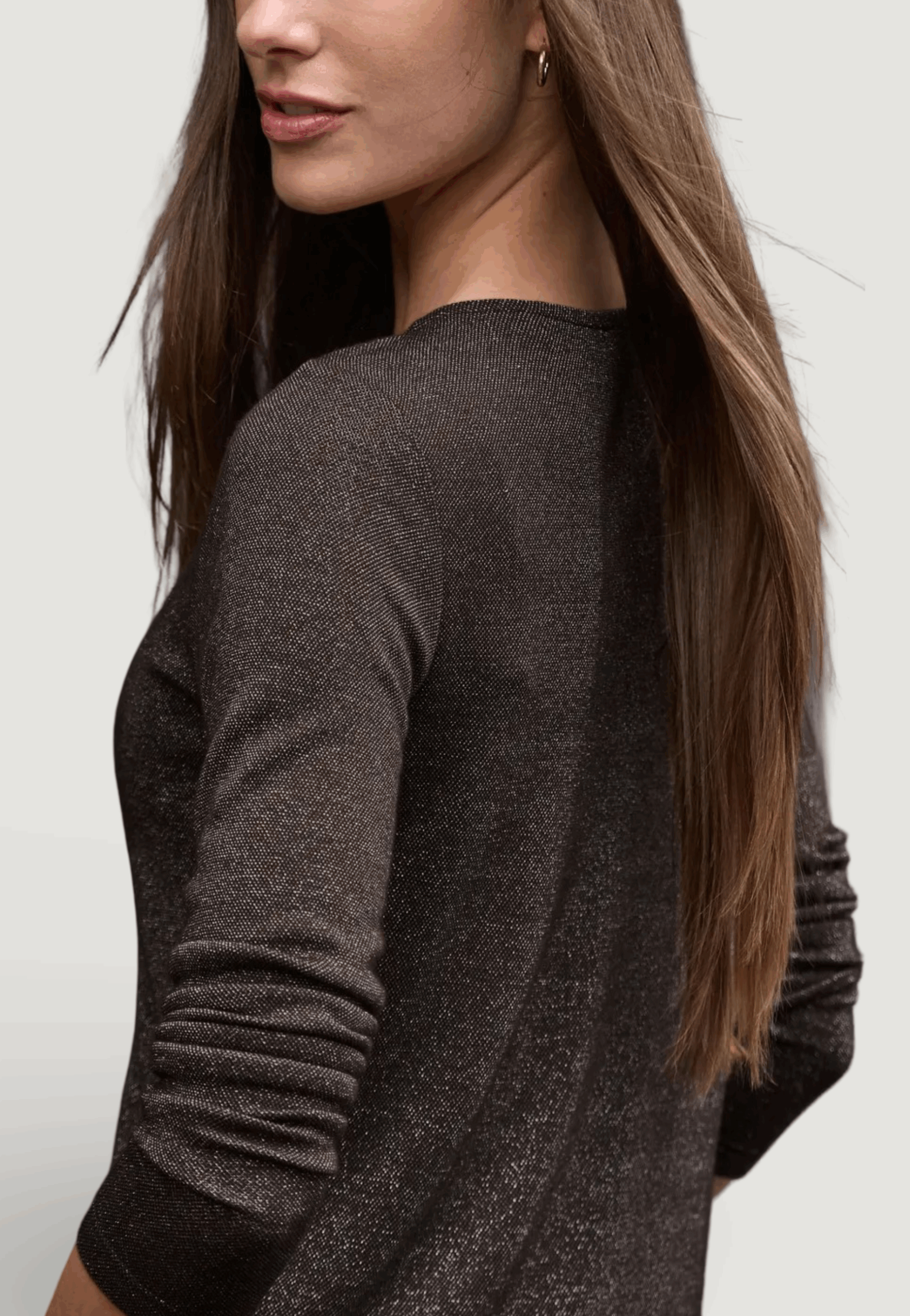 T-shirt manica lunga Street One basic lurex shirt Marrone - Foto 3