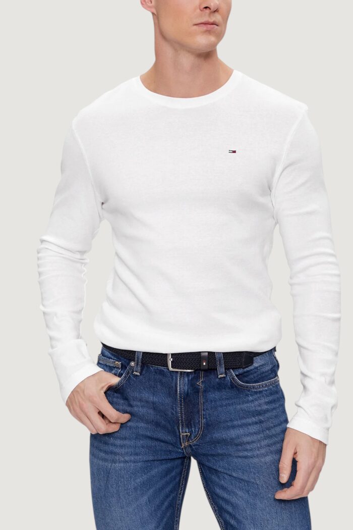 T-shirt manica lunga Tommy Hilfiger Jeans original rib longsleeve tee Bianco