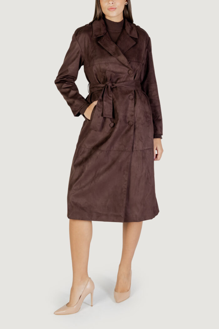 Trench Only onlbine life faux suede trenchcoat otw Marrone Scuro