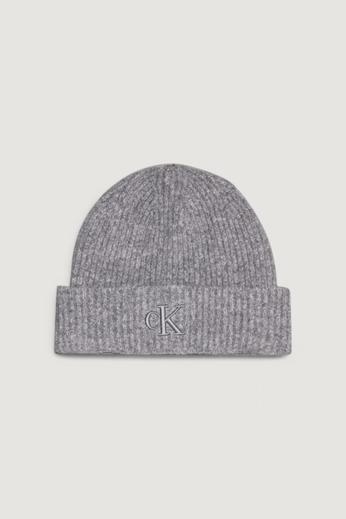 Berretto Calvin Klein thick embroidery Grigio
