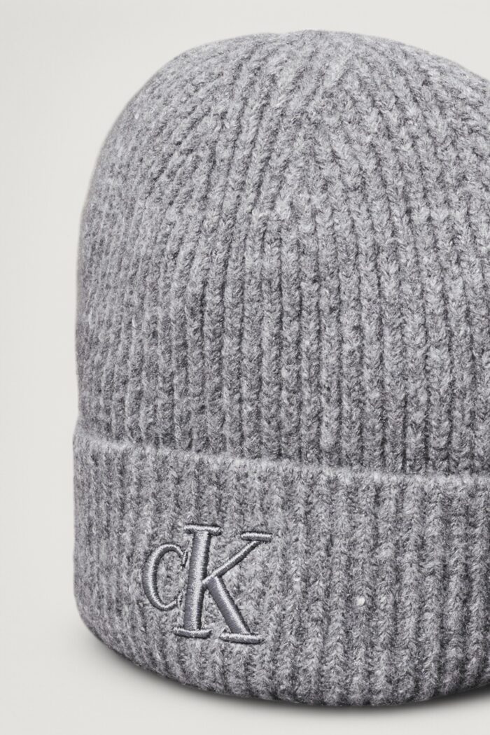 Berretto Calvin Klein thick embroidery Grigio