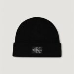 Berretto Calvin Klein Jeans mono logo patch beanie warm Nero - Foto 1