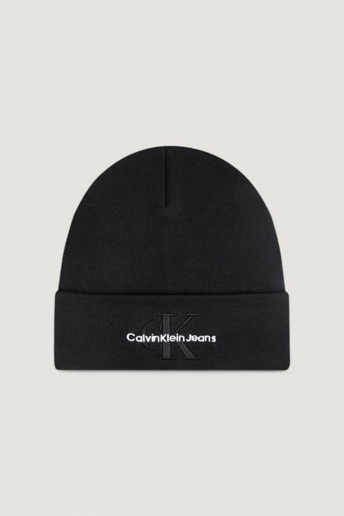 Berretto Calvin Klein Jeans mono logo embro beanie Nero