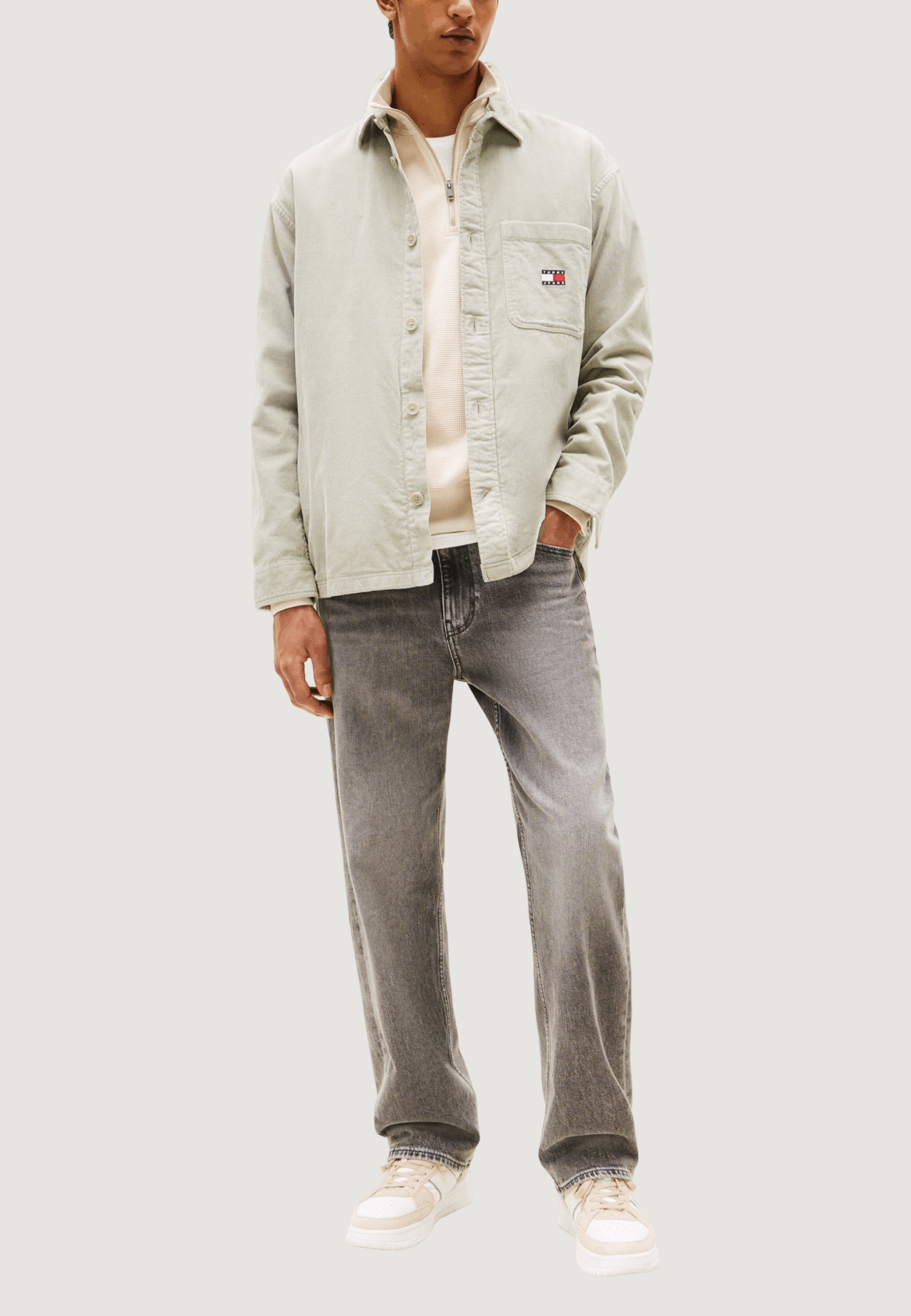 Camicia manica lunga Tommy Hilfiger Jeans tjm brick cord overs Verde - Foto 2