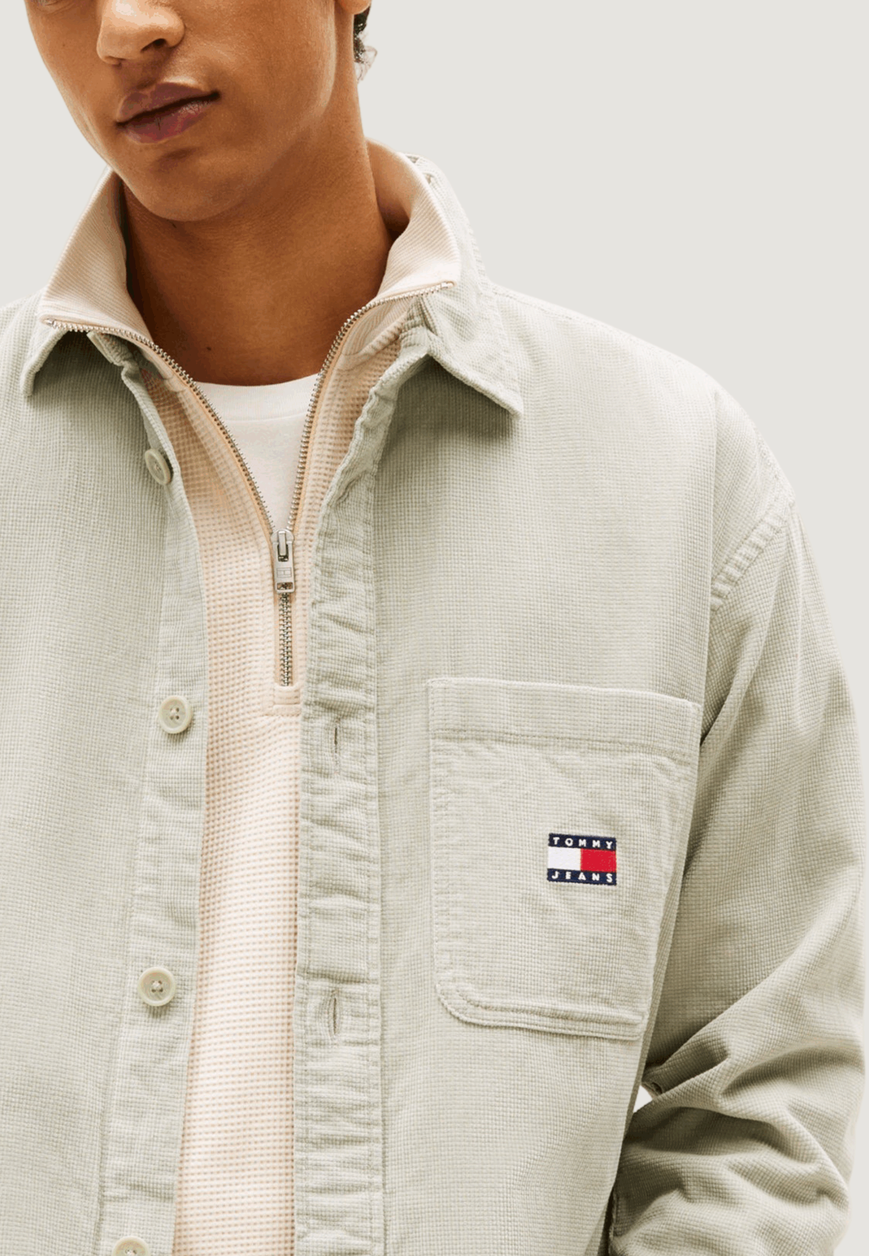 Camicia manica lunga Tommy Hilfiger Jeans tjm brick cord overs Verde - Foto 4