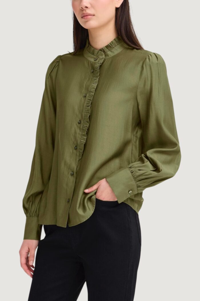 Camicia manica lunga ICHI ihkarlani sh Verde Oliva