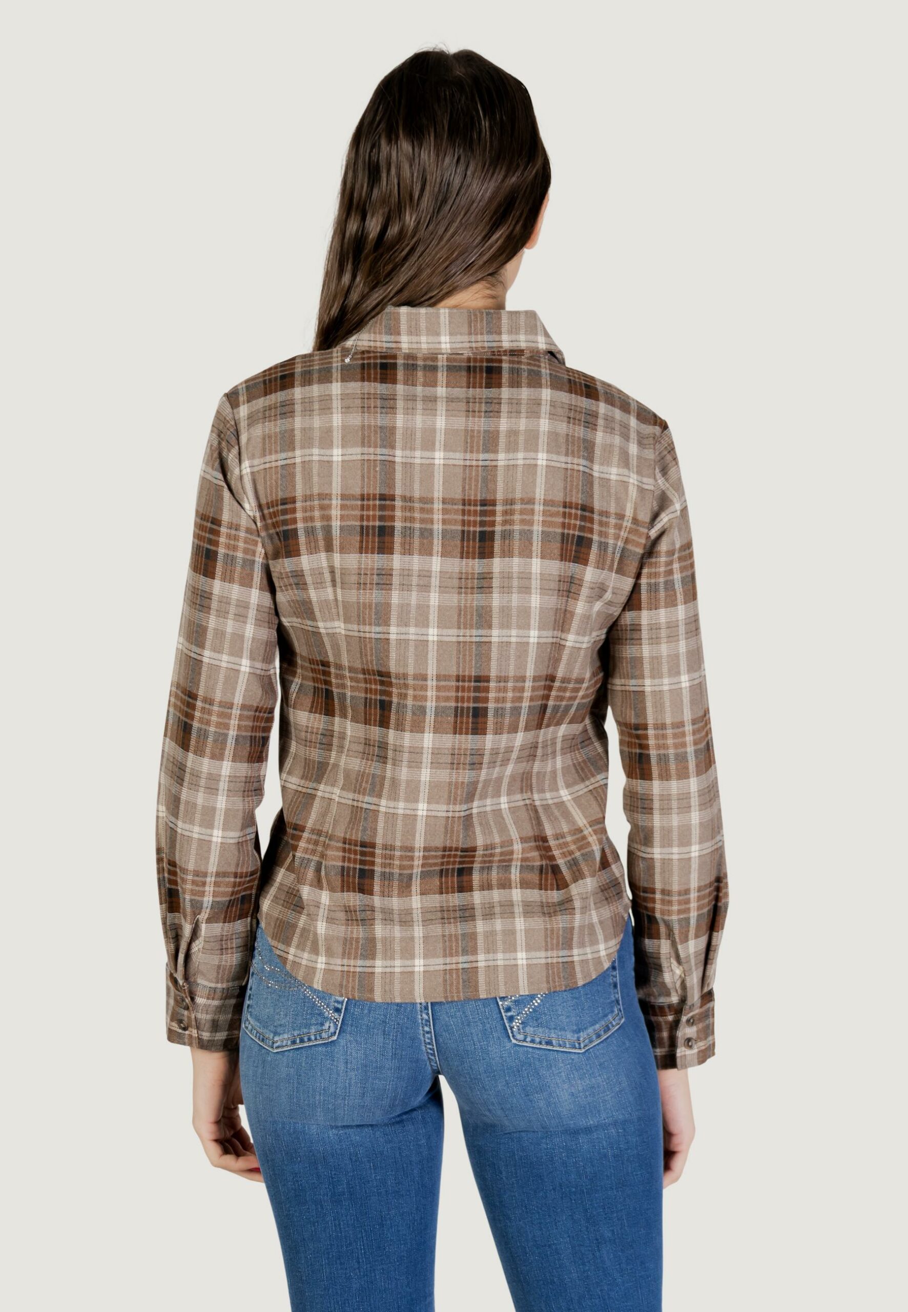 Camicia manica lunga Jacqueline de Yong jdymaddie l/s fitted check shirt wvn Beige scuro - Foto 2