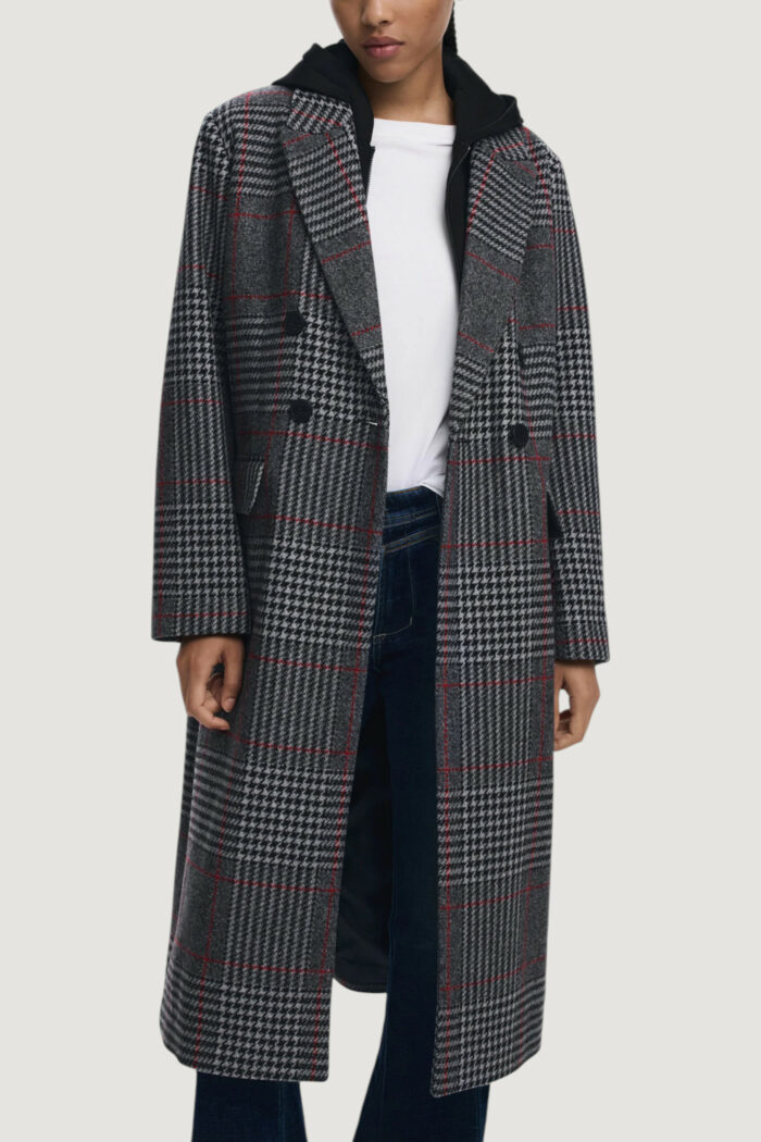 Cappotto Desigual coat_capucha_check Grigio Scuro