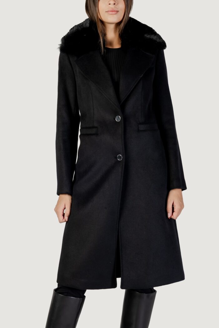 Cappotto Guess karole fur collar coat Nero