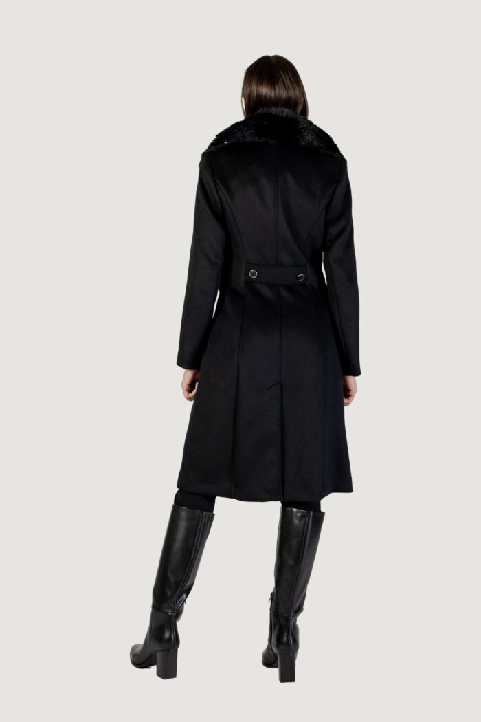 Cappotto Guess karole fur collar coat Nero