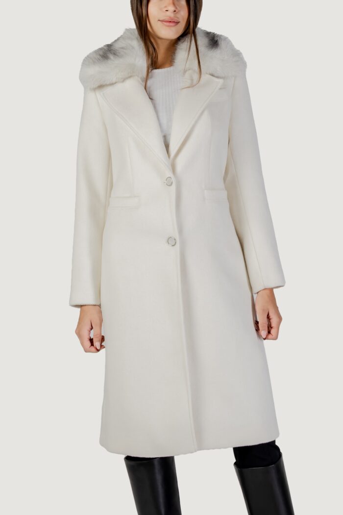 Cappotto Guess karole fur collar coat Panna