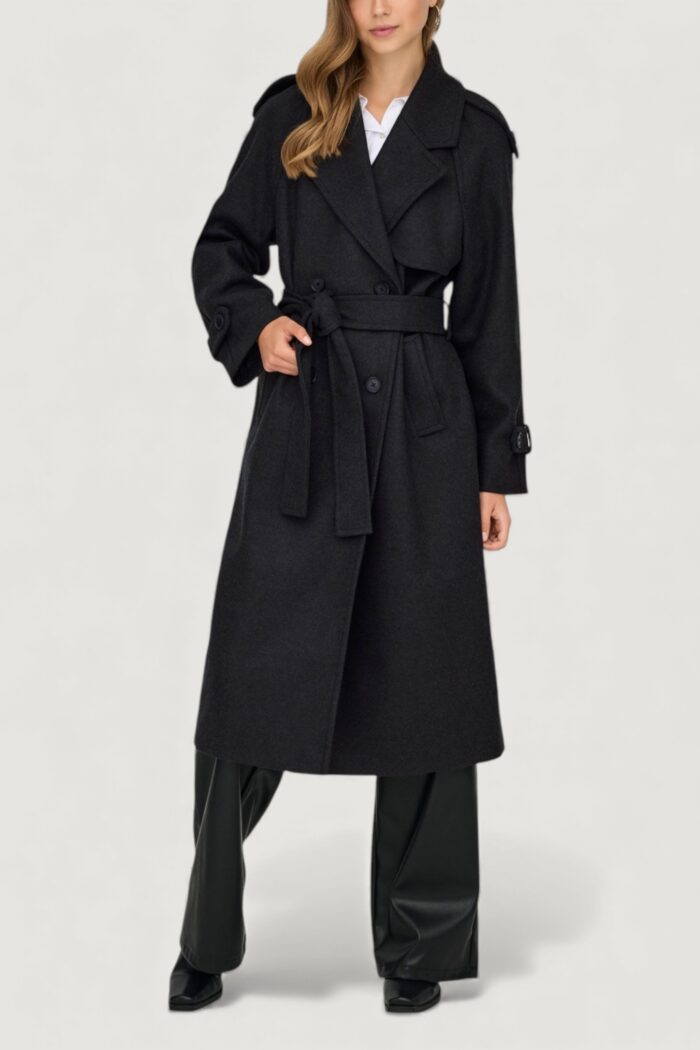 Cappotto Only onldear-trillion long belt coat pnt noos Antracite