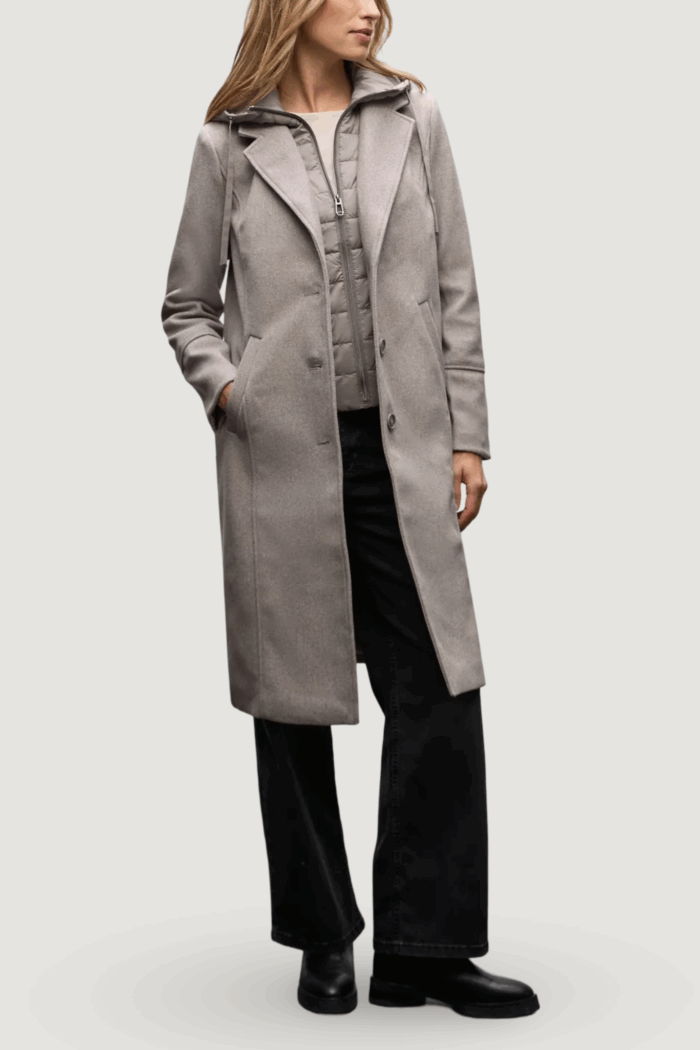 Cappotto Street One long revers coat w. removablepadded insert Taupe