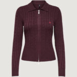 Cardigan Only katia ls cable zip polo cardig cc knt Bordeaux - Foto 1