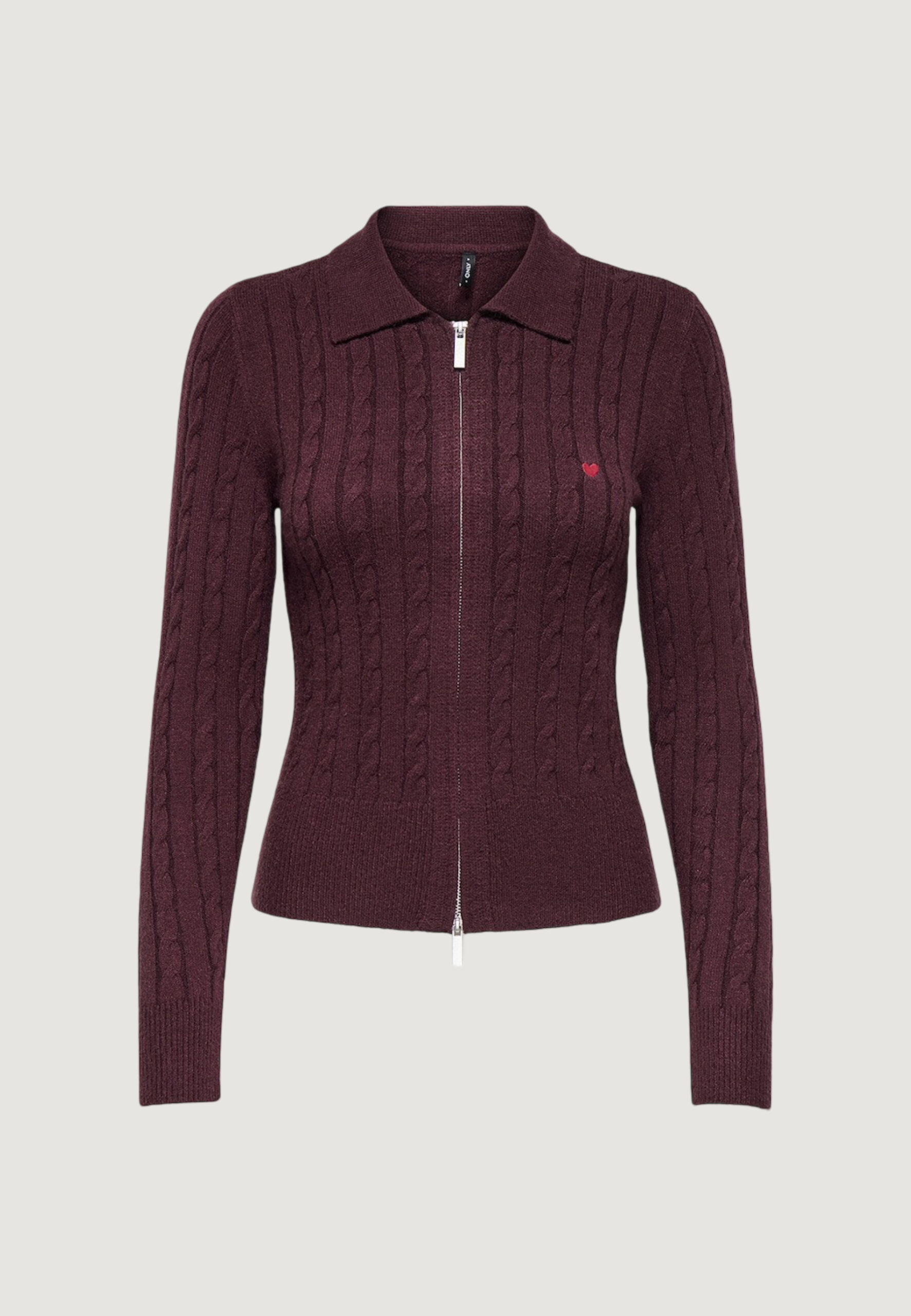 Cardigan Only katia ls cable zip polo cardig cc knt Bordeaux - Foto 1