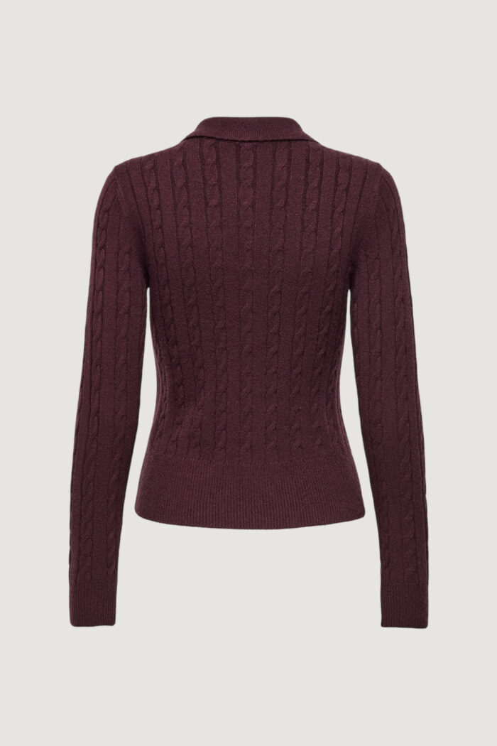 Cardigan Only katia ls cable zip polo cardig cc knt Bordeaux