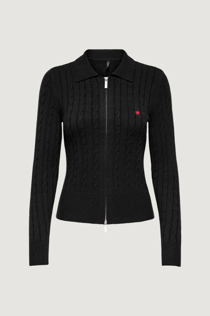 Cardigan Only katia ls cable zip polo cardig cc knt Nero