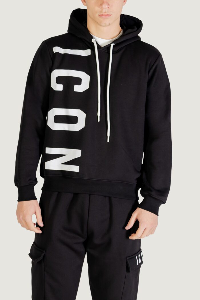 Felpa con cappuccio Icon logo verticale Nero
