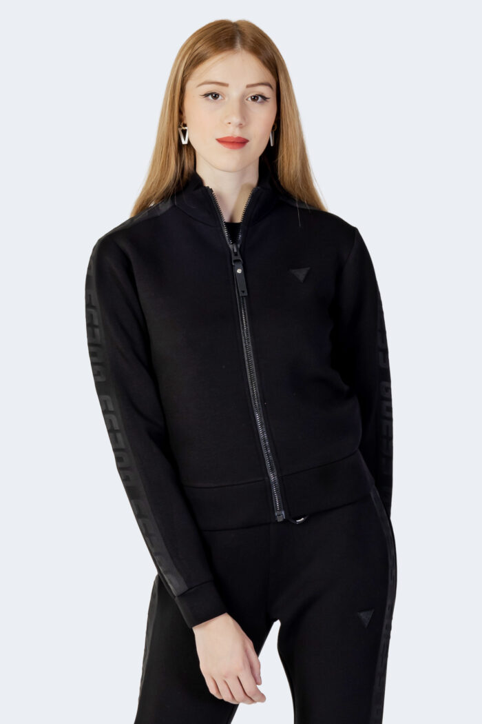 Felpa senza cappuccio Guess Active new allie scuba zip Nero