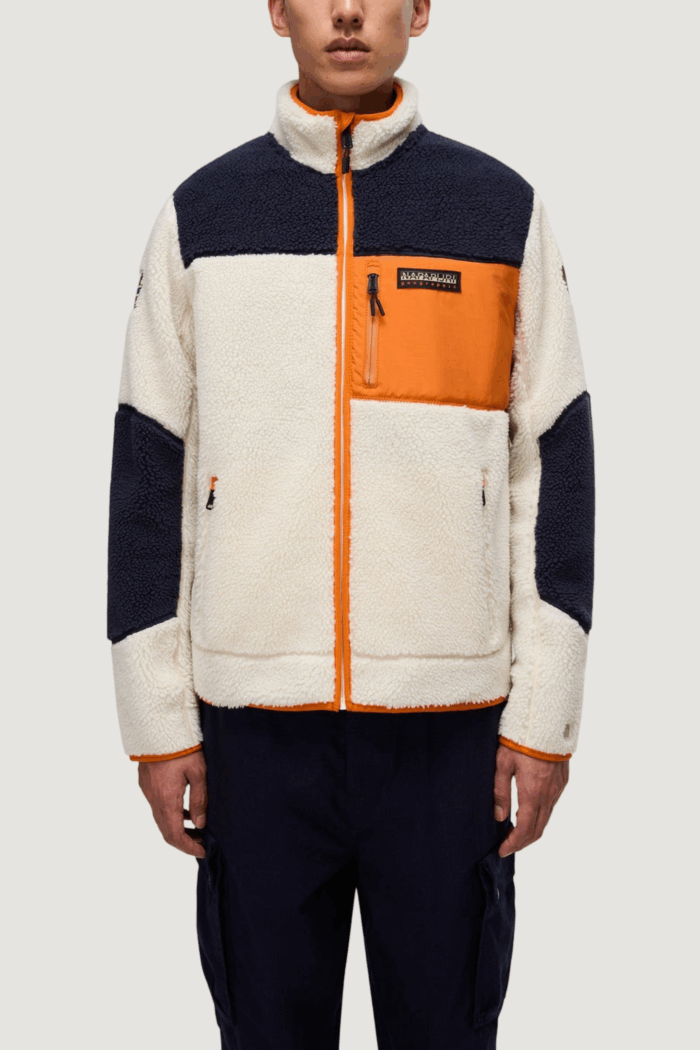 Felpa senza cappuccio Napapijri yupik fz 3 Arancione