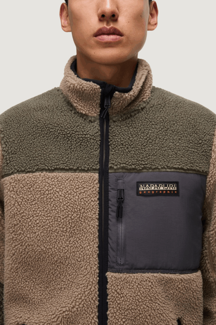 Felpa senza cappuccio Napapijri yupik fz 3 Verde Oliva