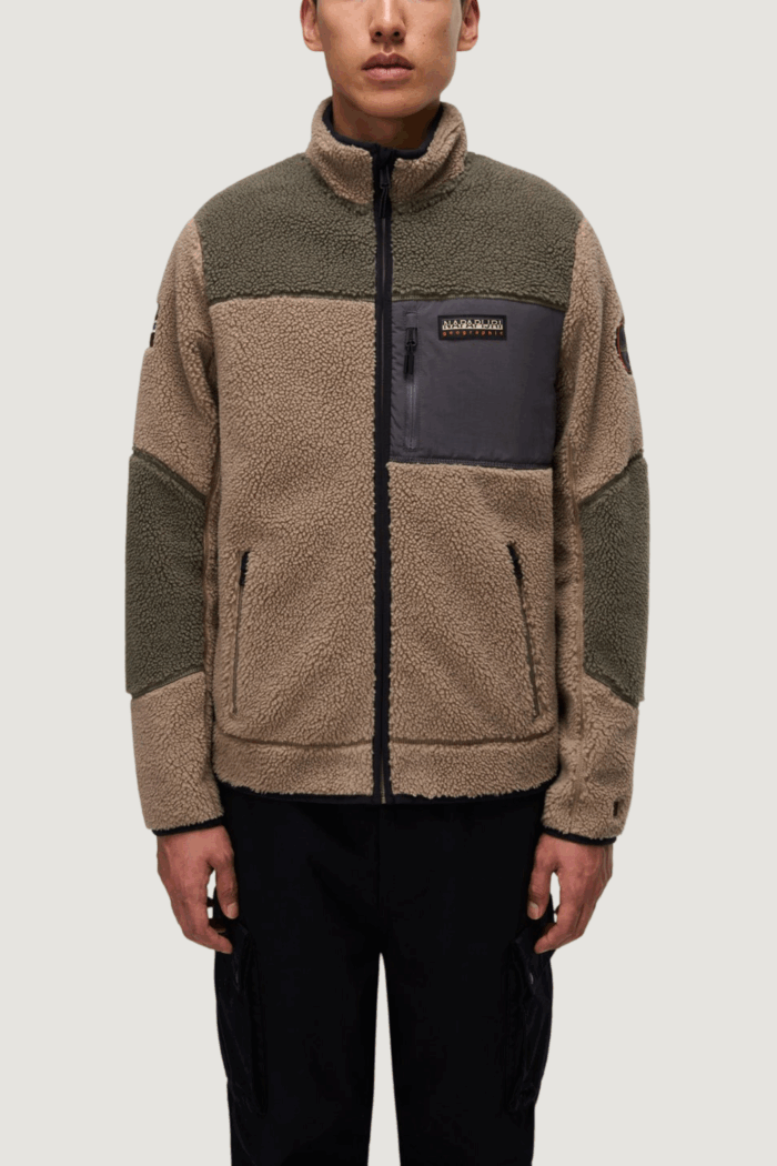 Felpa senza cappuccio Napapijri yupik fz 3 Verde Oliva