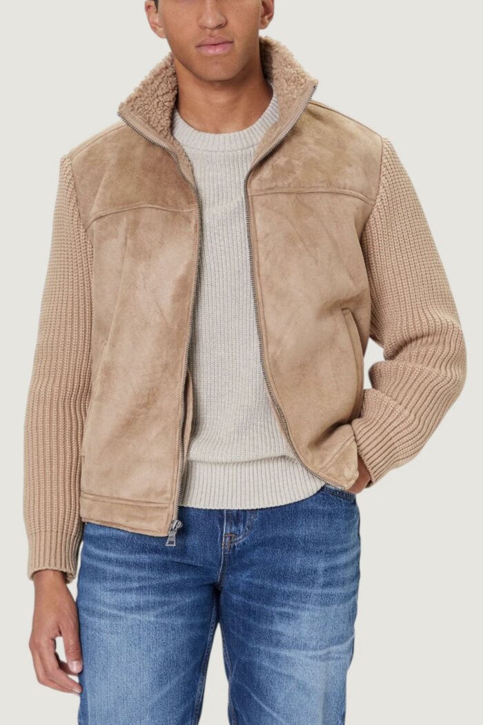 Giacchetto Guess ls mn suede mix river jacket Beige
