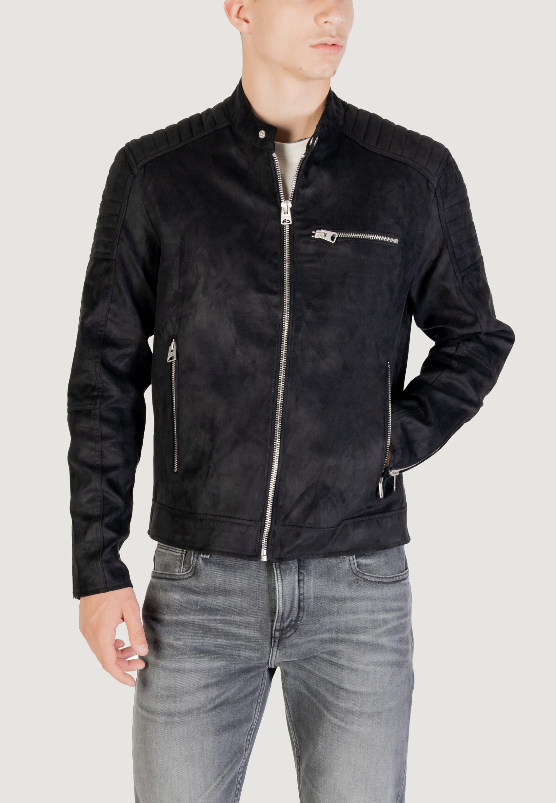 Giacchetto Only & Sons onsgus faux suede racer jacket otw noo Nero - Foto 1