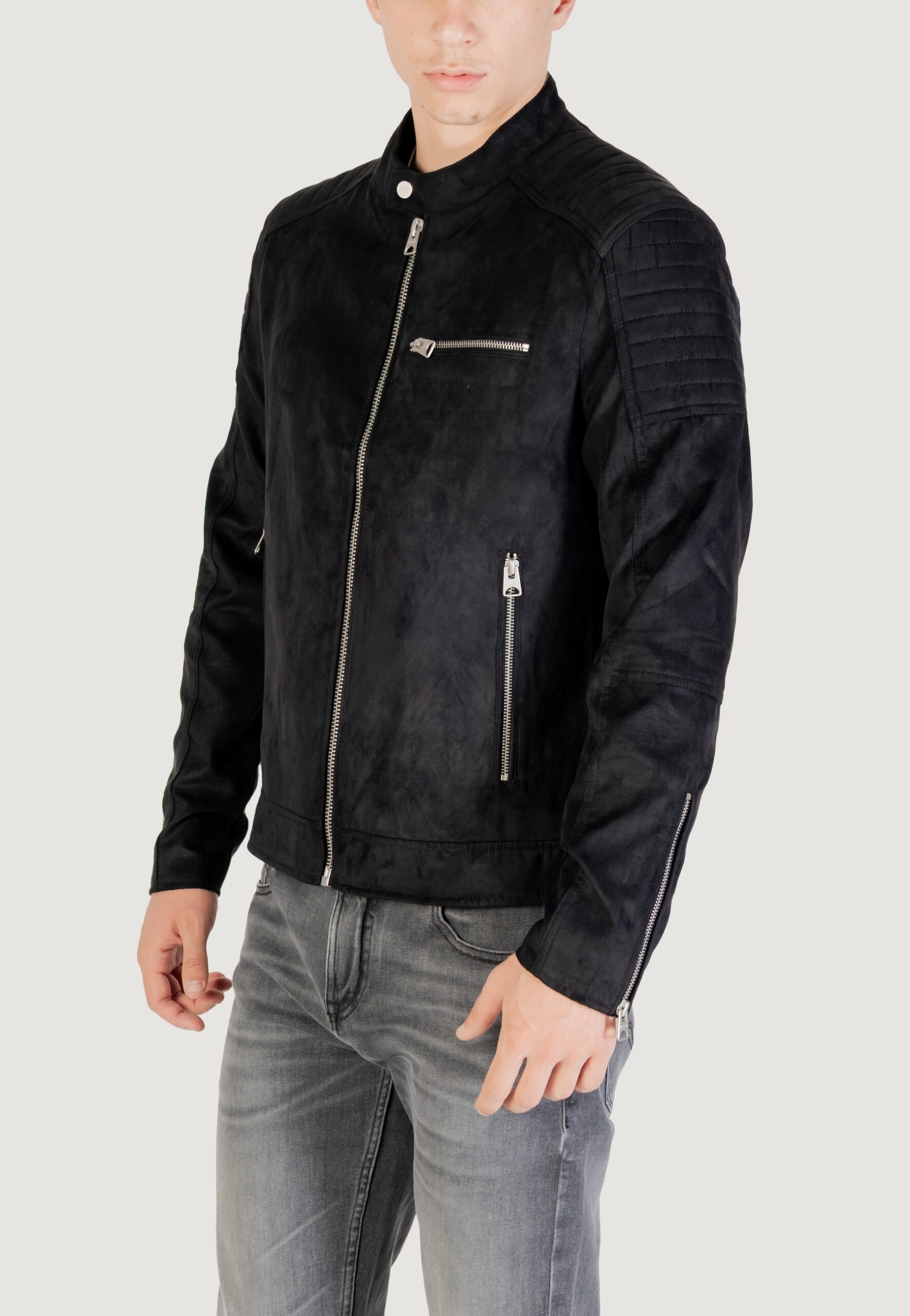 Giacchetto Only & Sons onsgus faux suede racer jacket otw noo Nero - Foto 2