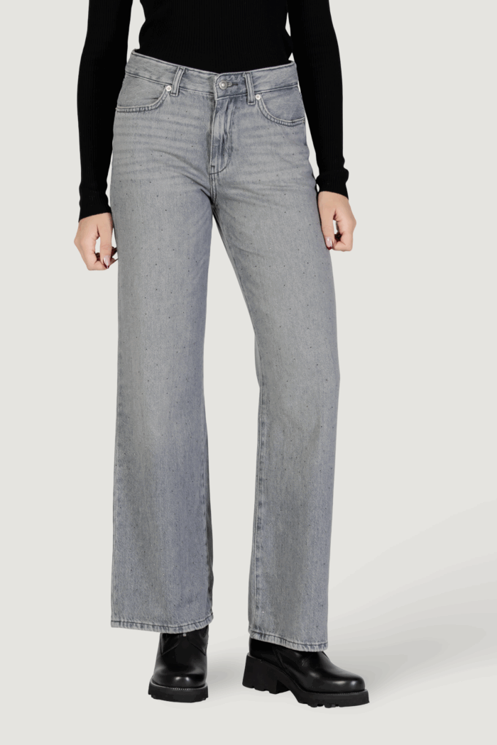 Jeans larghi Only onlcobain reg wide rhinestone dnm tai Grigio