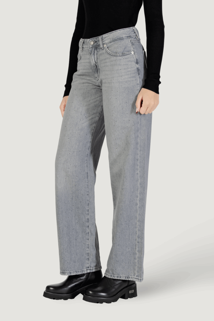 Jeans larghi Only onlcobain reg wide rhinestone dnm tai Grigio