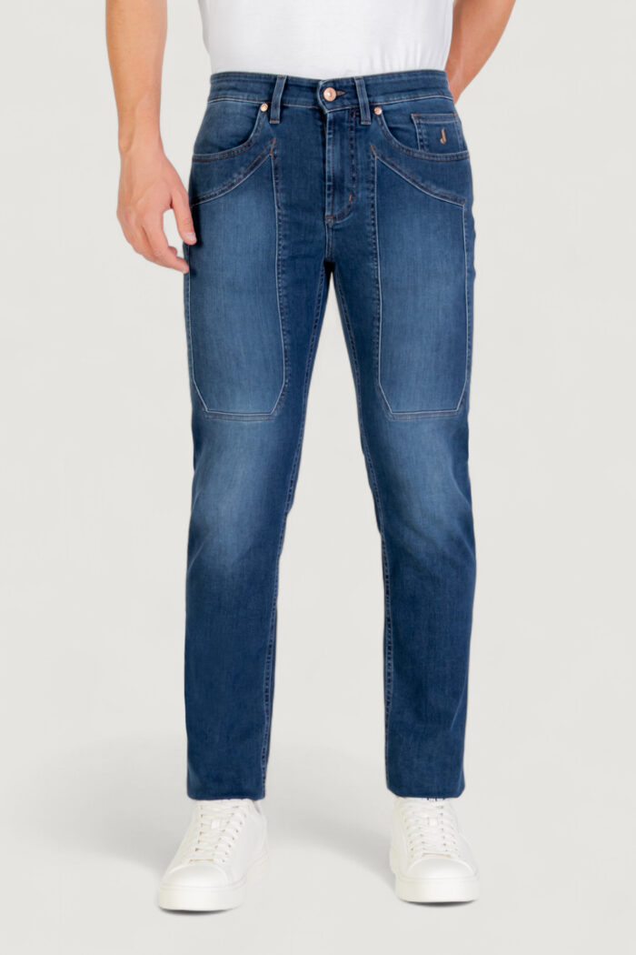 Jeans slim Jeckerson john 5 tasche toppa Blue Denim Scuro