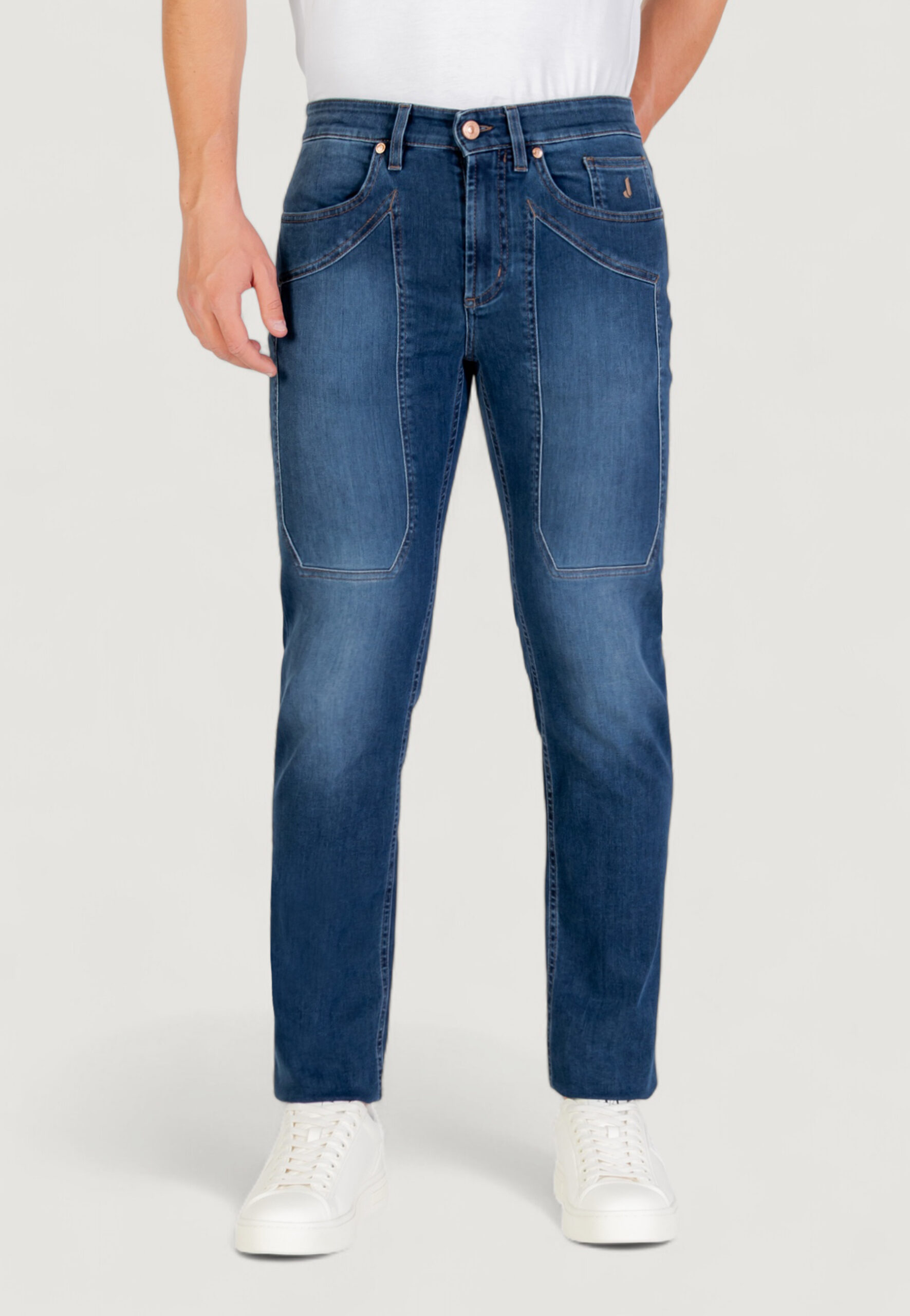 Jeans slim Jeckerson john 5 tasche toppa Blue Denim Scuro - Foto 1