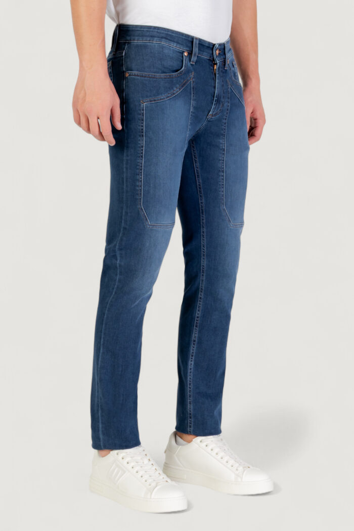Jeans slim Jeckerson john 5 tasche toppa Blue Denim Scuro