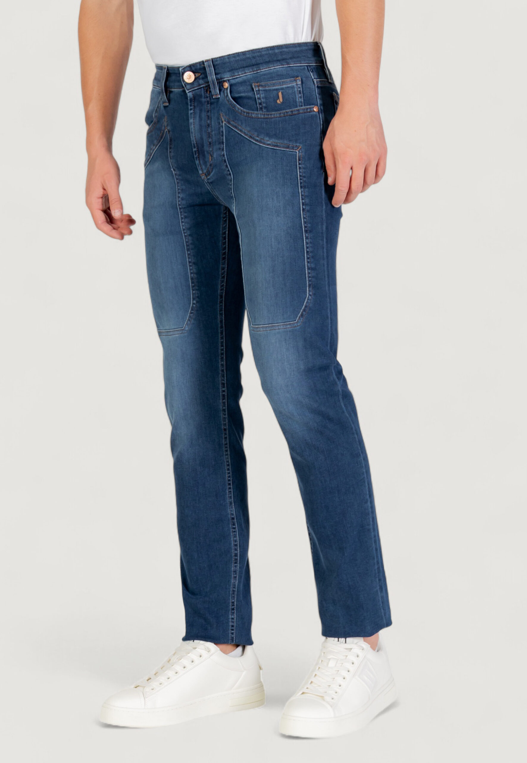 Jeans slim Jeckerson john 5 tasche toppa Blue Denim Scuro - Foto 4
