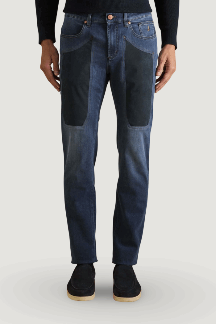 Jeans slim Jeckerson john 5 tasche toppa Blue Denim Scuro