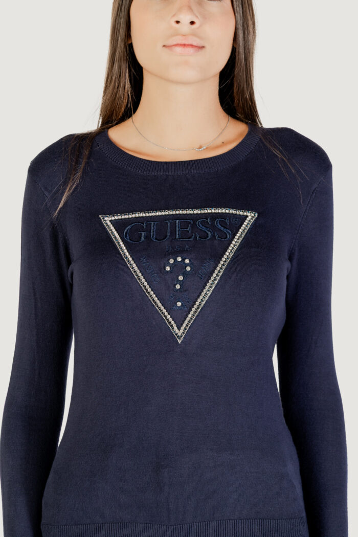 Maglia Guess ls cn kiara triangle logo swtr Blu