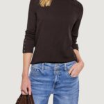 Maglia Street One rib shirt w.buttons at cuffs Cioccolato - Foto 1