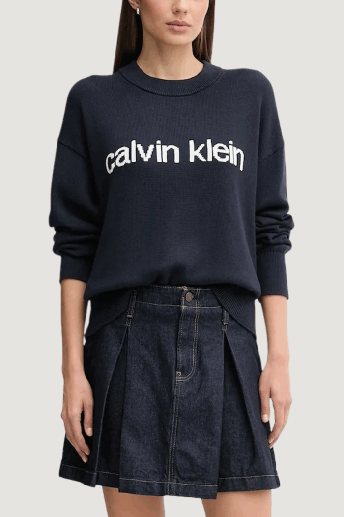 Maglione Calvin Klein Jeans cotton graphic pullo Blue scuro