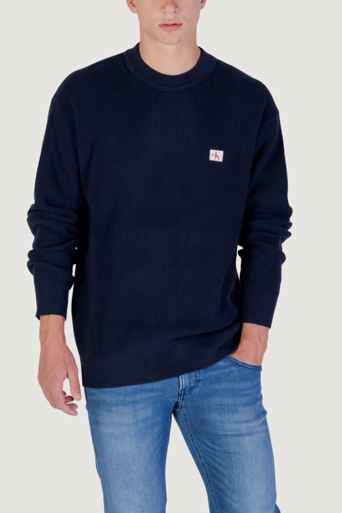 Maglione Calvin Klein Jeans ls ez cotton waffle Blue scuro