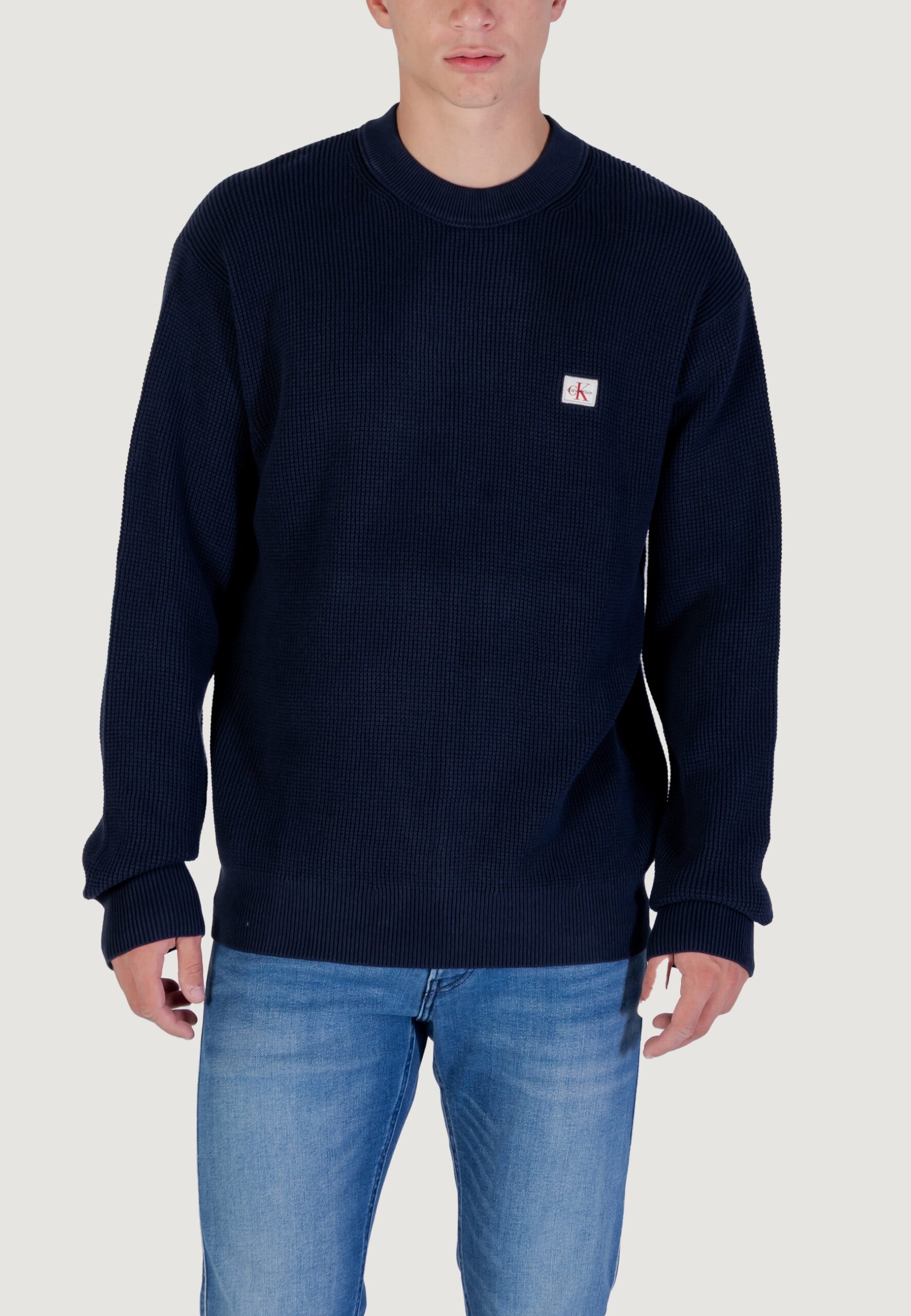 Maglione Calvin Klein Jeans ls ez cotton waffle Blue scuro - Foto 5