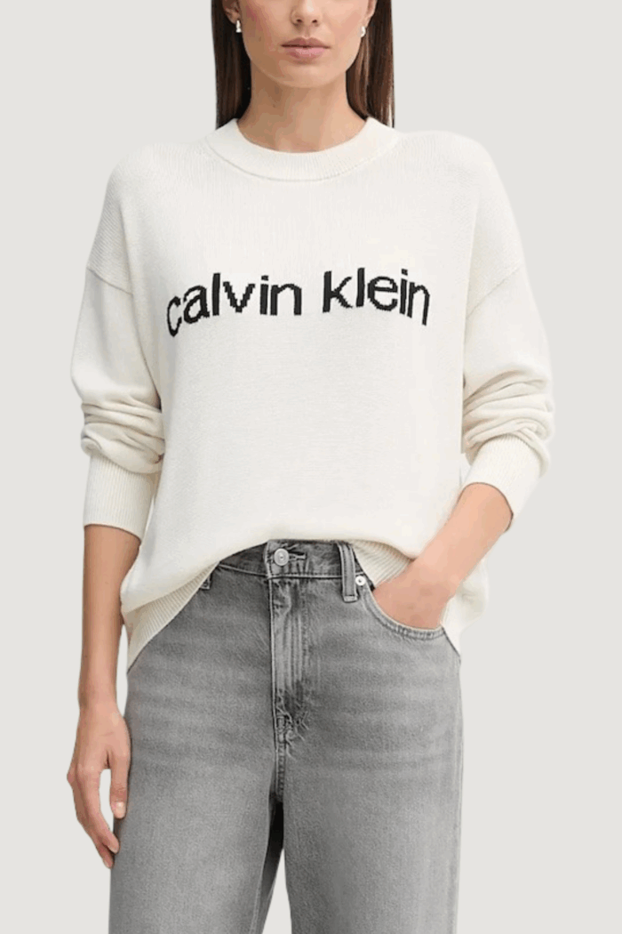 Maglione Calvin Klein Jeans cotton graphic pullo Latte
