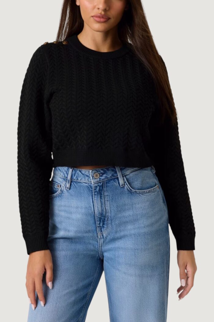 Maglione Guess ls cn logo button reona swtr Nero