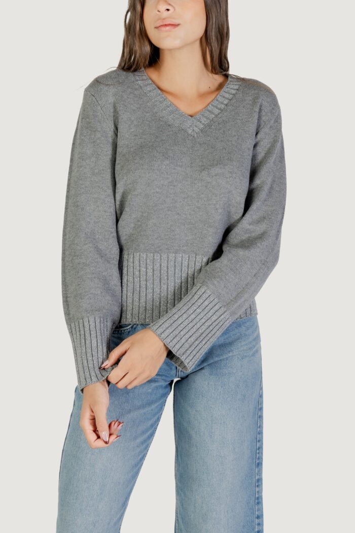 Maglione Jacqueline de Yong jdyprime lurex life l/s v-neck pull knt Grigio