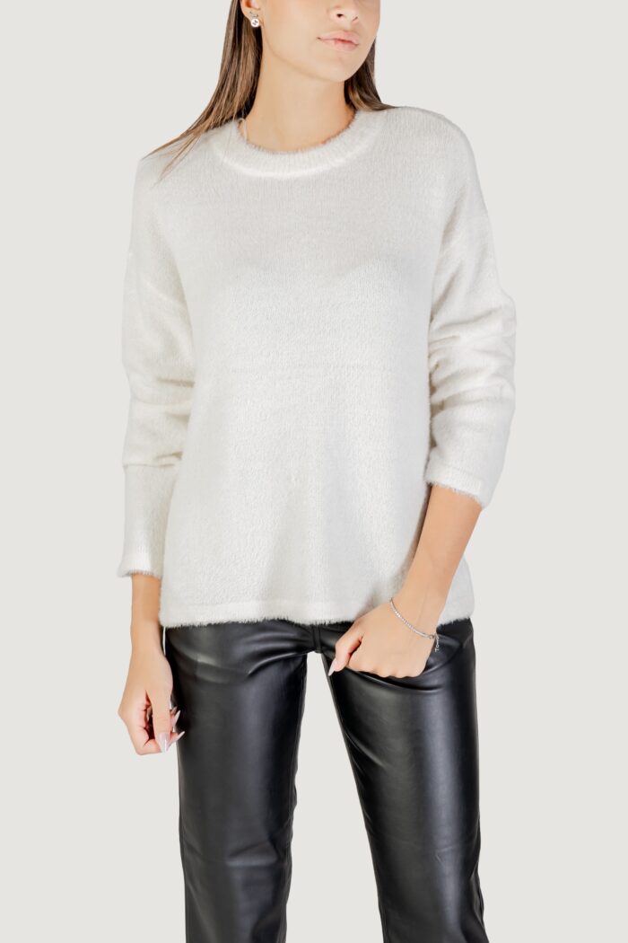 Maglione Only onlpetra ls loose o-neck cc knt Bianco