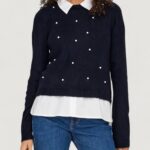Maglione Only onldolly ls woven mix pearl pull cc knt Blue scuro - Foto 1