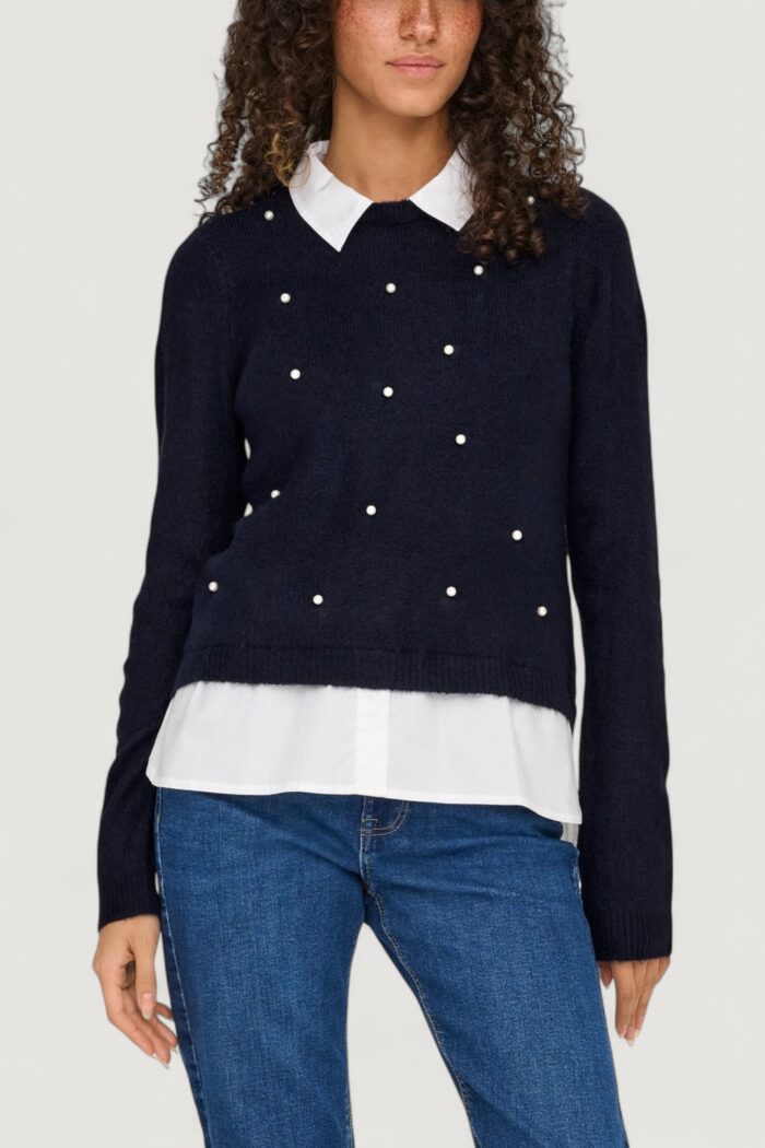 Maglione Only onldolly ls woven mix pearl pull cc knt Blue scuro