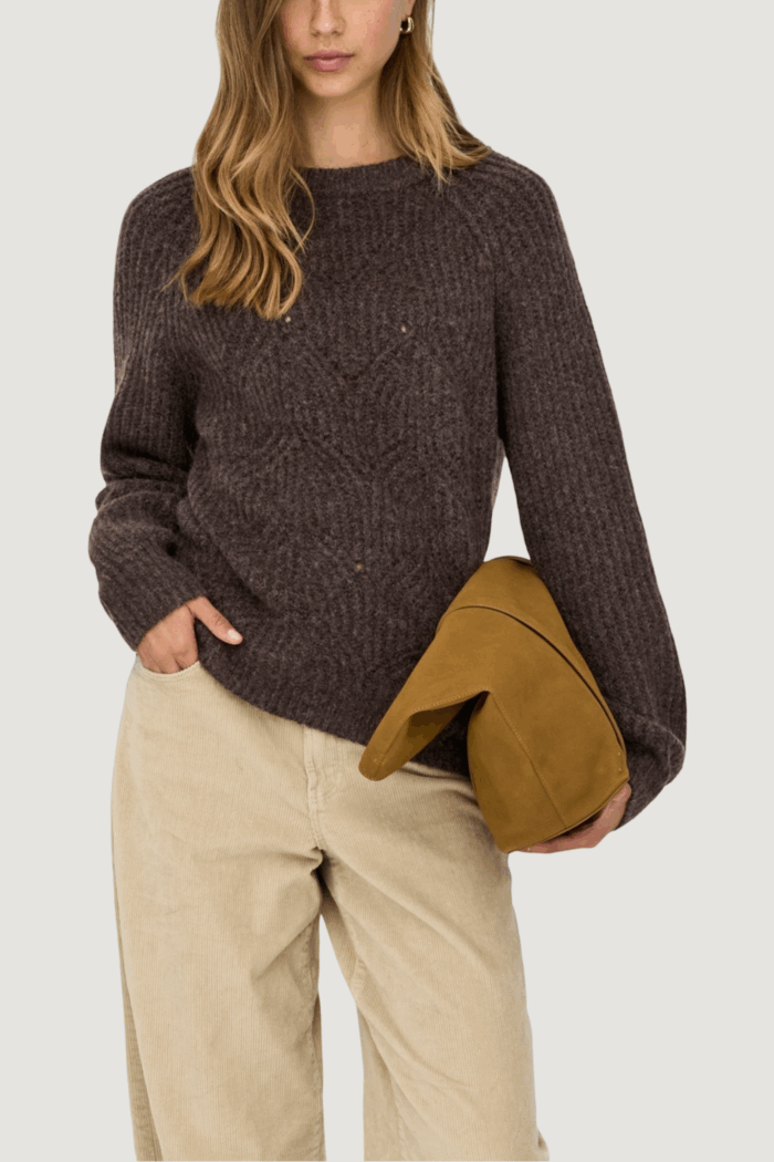 Maglione Only onlgila life ls structure o-neck bf knt Marrone Scuro