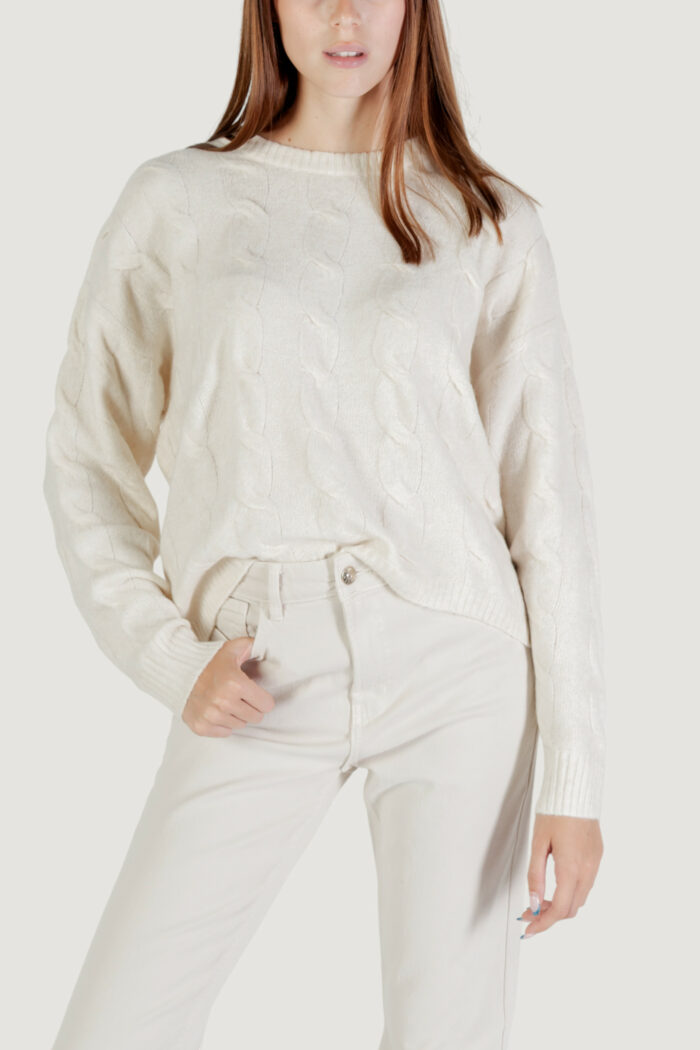 Maglione Only onljeanett life ls cable o-neck cc knt Panna