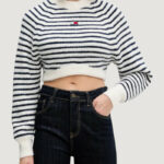 Maglione Tommy Hilfiger Jeans tjw crop badge sweat Panna - Foto 1